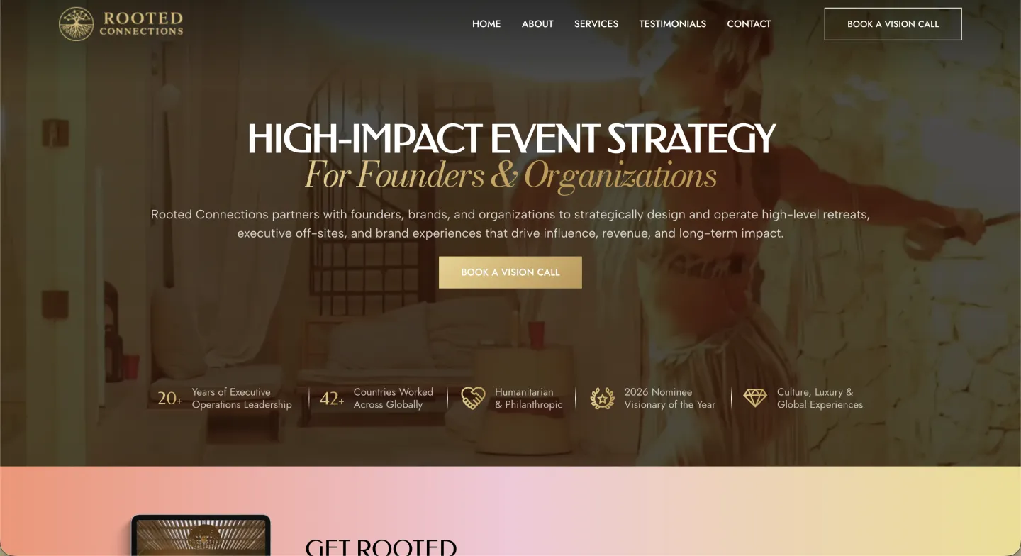 Rooted Connections homepage