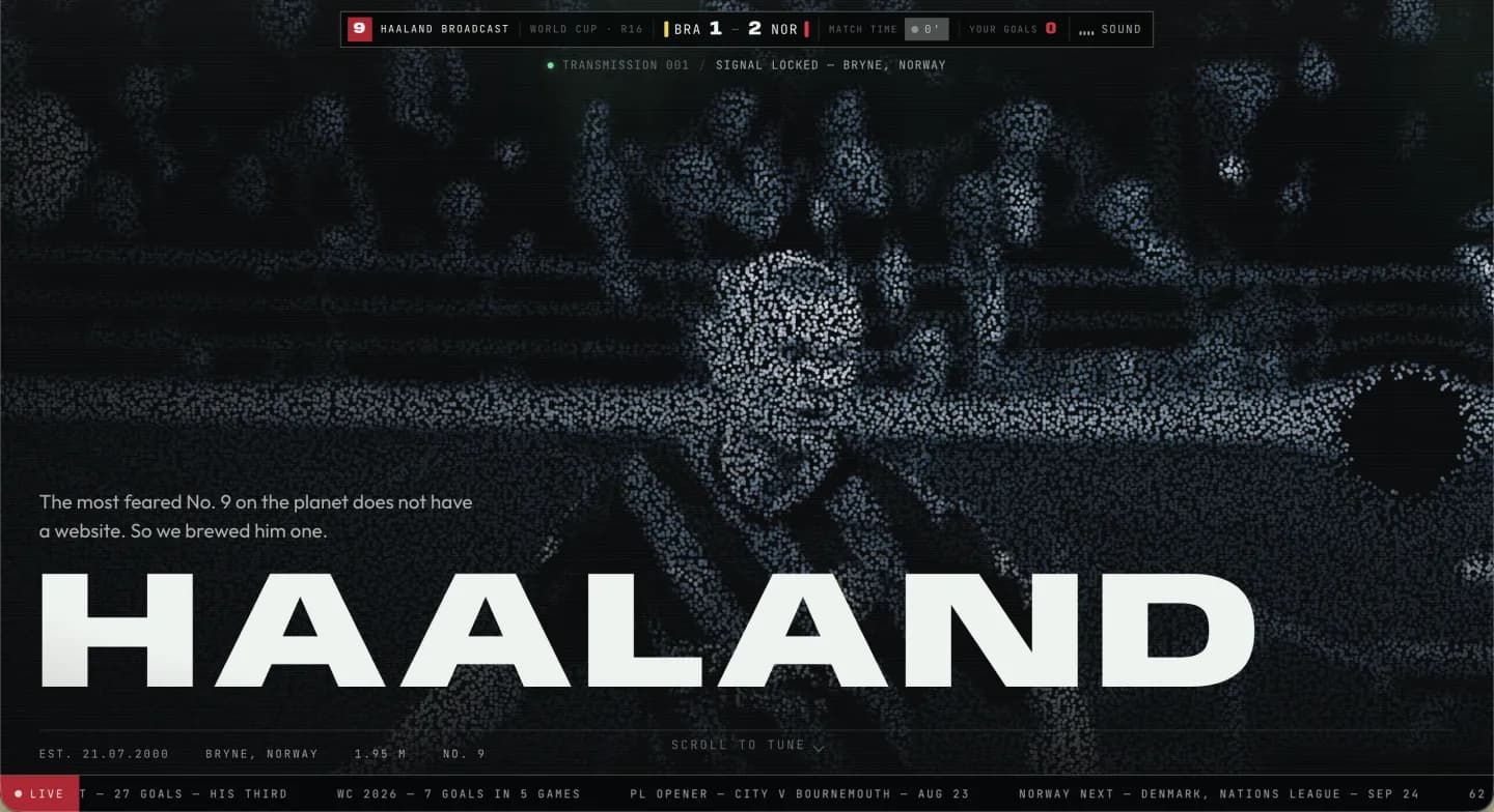 TechPotions × Haaland homepage
